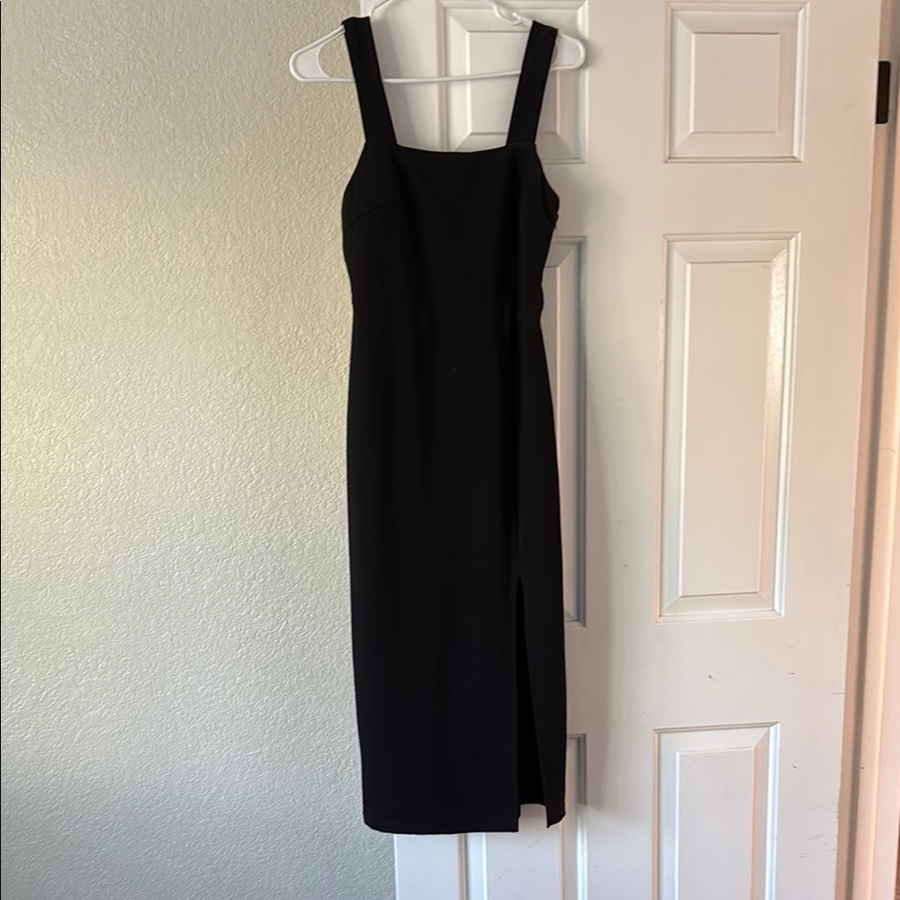 Petal & Pup Black Sheath Midi Dress with Slit